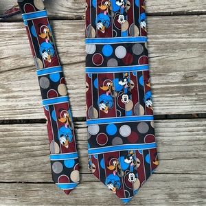 Disney Mickey Mouse, Donald Duck, Goofy, Pluto Balancine maroon blue necktie